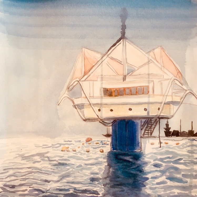 A structure in the middle of the sea