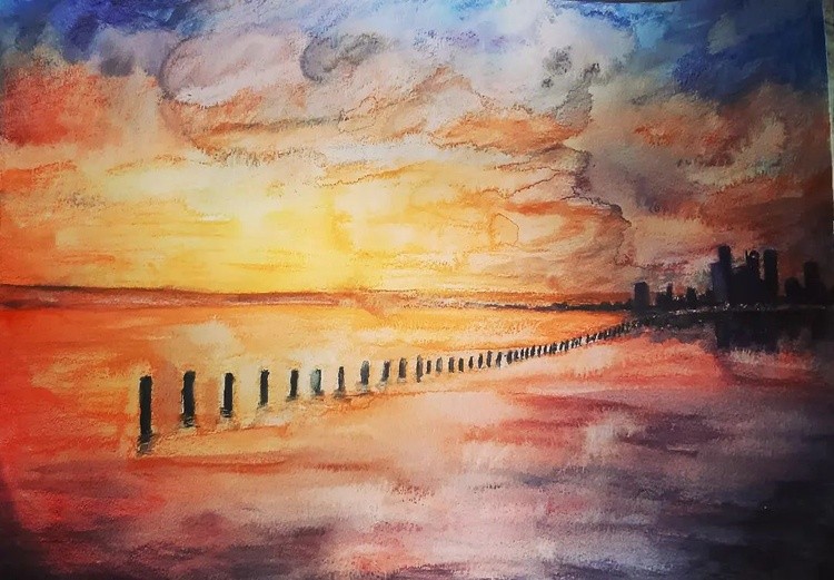 More practice with my watercolor pencils This time I wanted a landscape with a lot of hues to try an