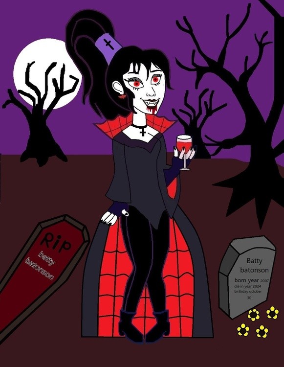 batty batonson the vampire at the graveyard