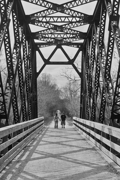 Young lovers crossing together