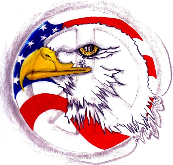Eagle in the Peace sign