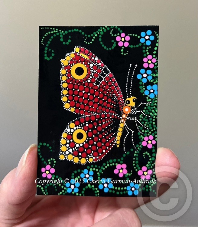 Orange and Red Butterfly Dot Art ACEO