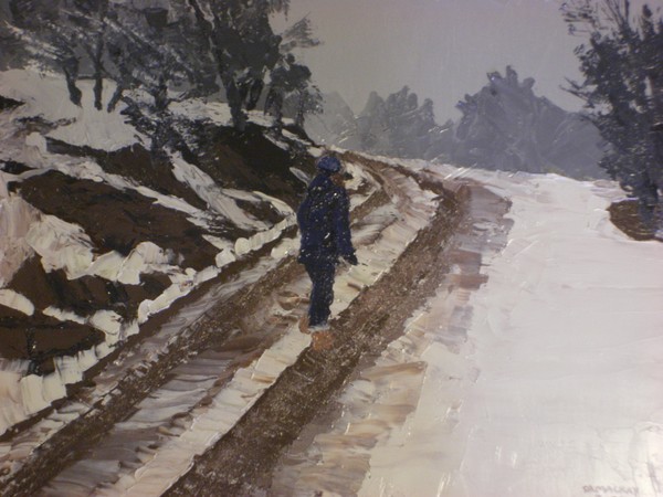 Woman on Frozen Road