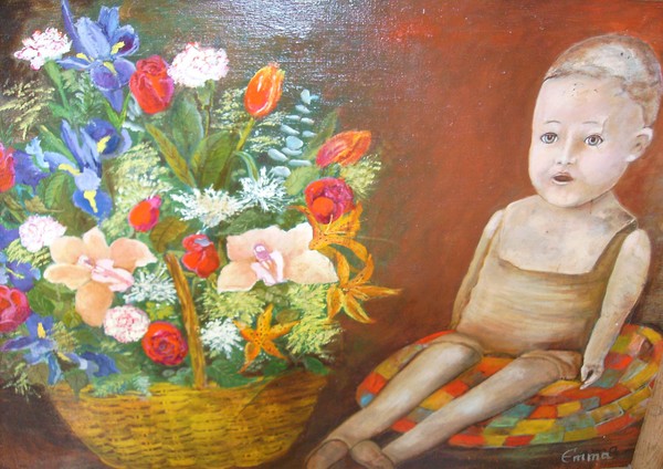 flowers and old doll