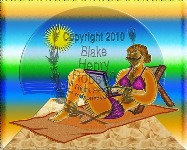 Working Vacation Laptop Computing on Beach