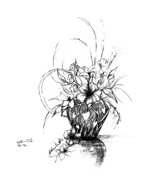 Sketch Floral Heart Vase