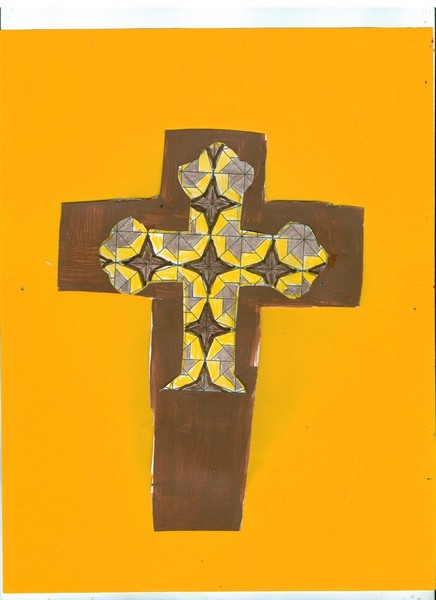 Brown star on cross