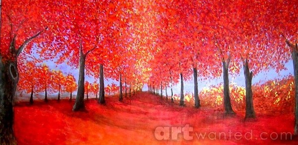 Red maples alley in fall