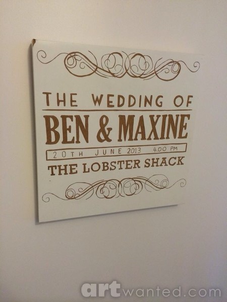 Wedding sign carving in wood