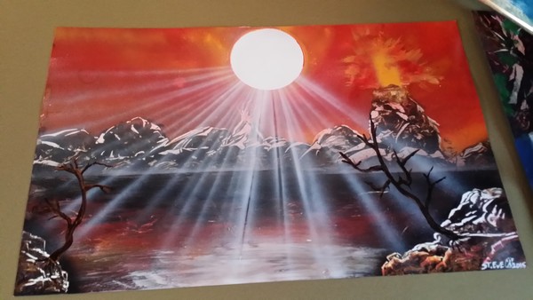 Sun Rays In fronted of a Valcano 1