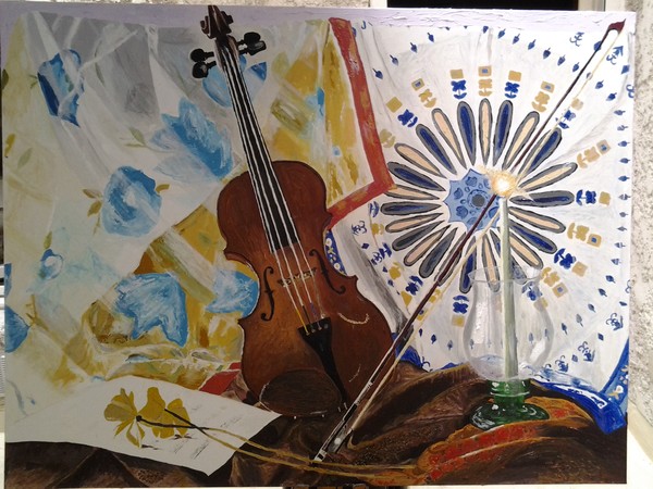 Violin in drapery