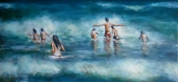 kids and waves