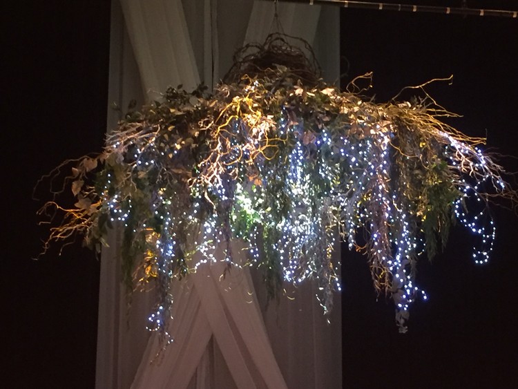 Hanging upside down tree chandelier