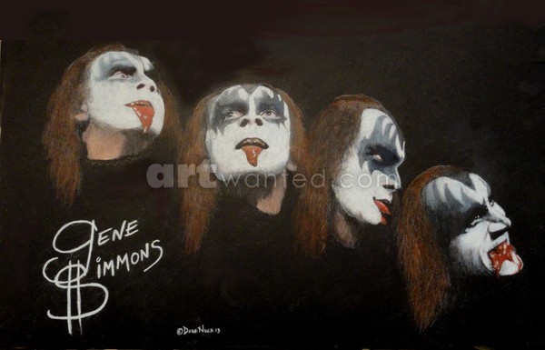 Gene Simmons - BLOOD SPITTING DEMON - Original Colored Pencil Drawing