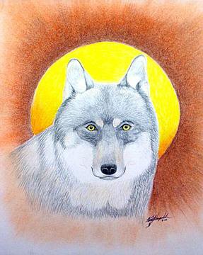 Wolf and Moon