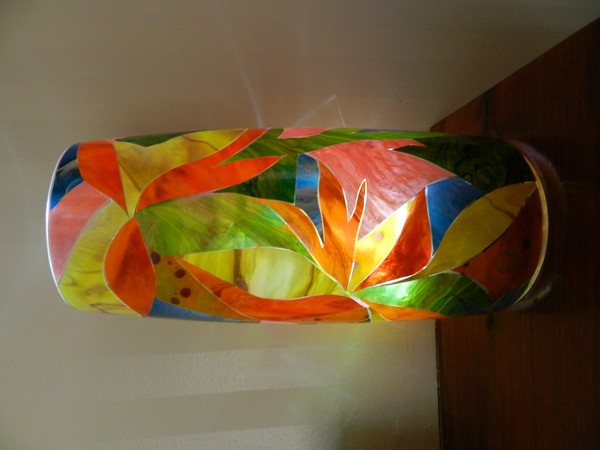 Tall mosaic vase