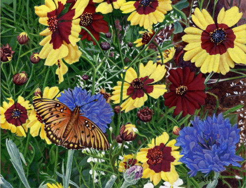 ButterflyWildflowersFloral-2 Oil Painting