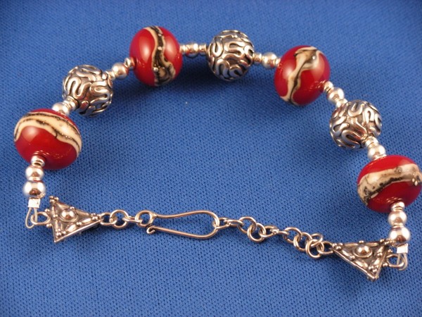 Megans Red Hots Lampwork Bead Bracelet