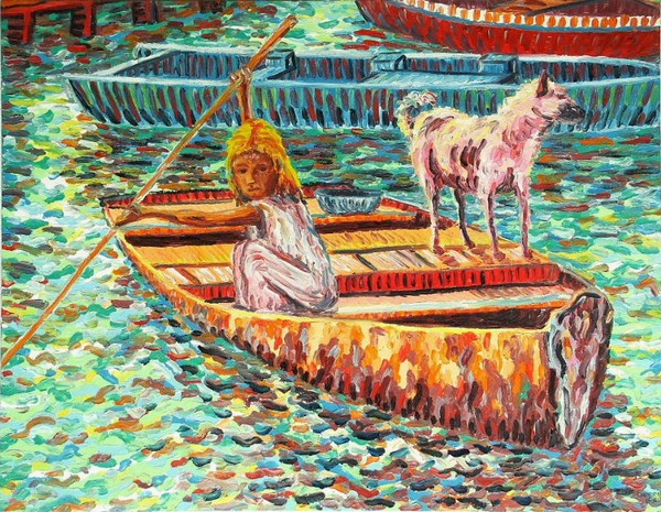 girl and her dog