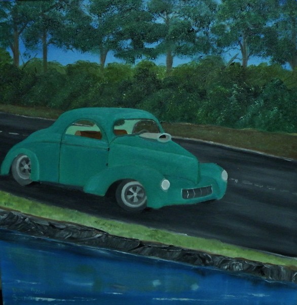 1941 Willies Hotrod parked on side of road