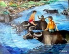 Playing with Water Buffalos