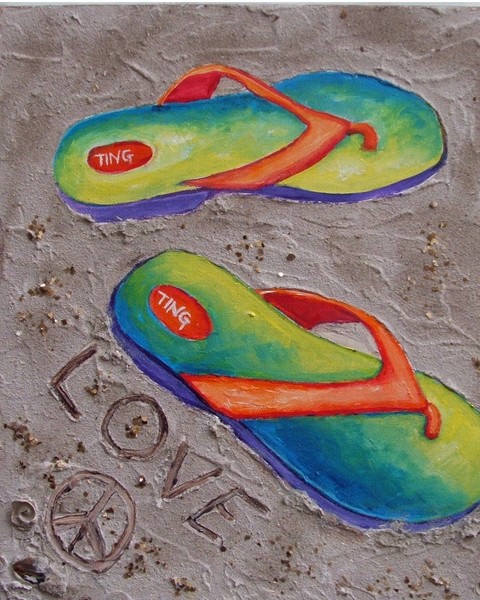 Rainbow flip flops