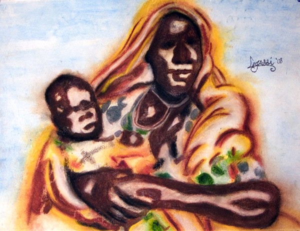 Mother and Child in Sandstorm