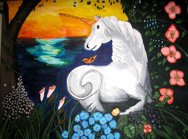 Unicorn at sunset