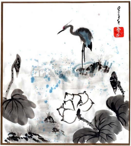 Blue Heron at the Lotus Pond