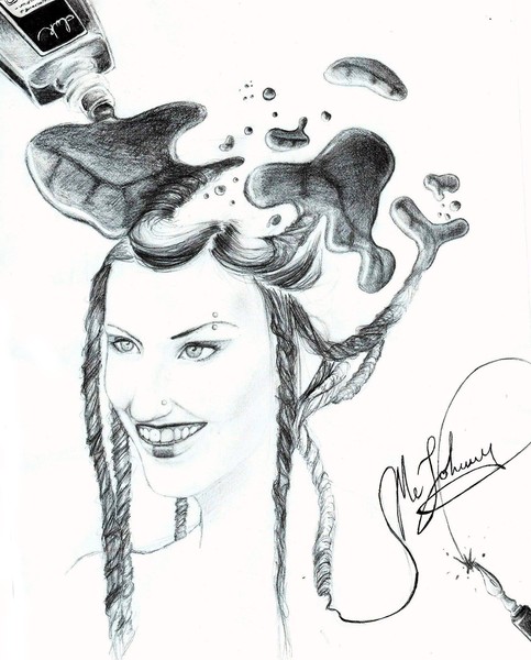 Graphite spilled Ink