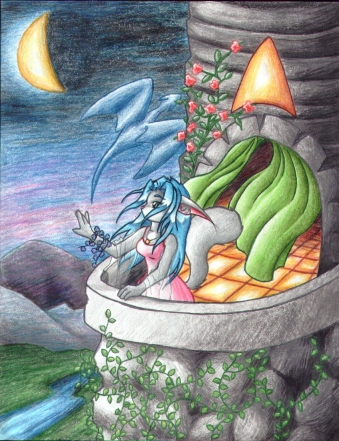 Furry Girl all alone in Romatic night.