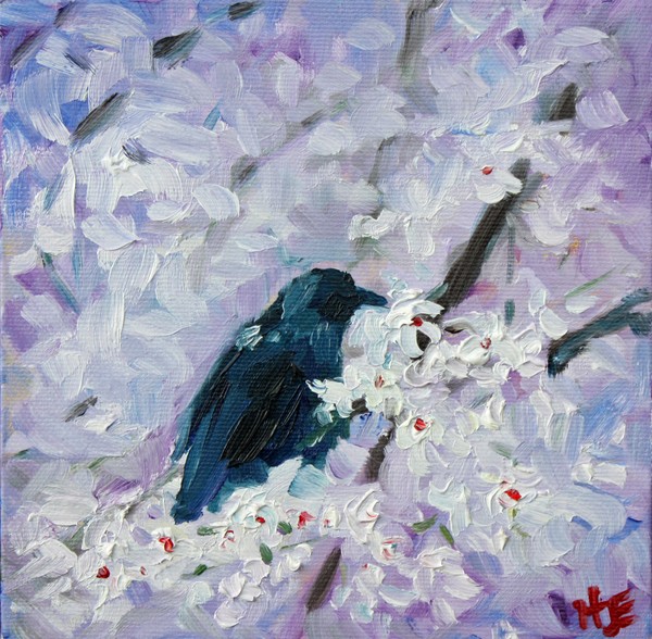 Blackbird in blooms