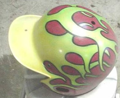 flamed batting helmet 2