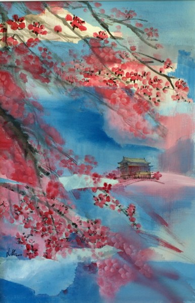 Blue Sky Cherry Blossom-oriental