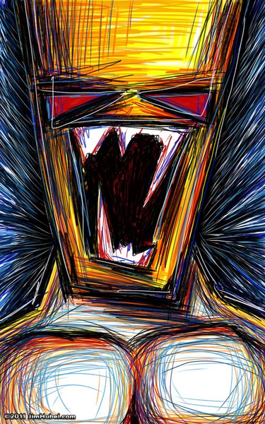 Lone Yellow Faced Tribal Warrior