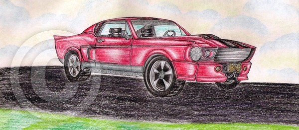 The Shelby GT 500 Classic Car Original Drawing