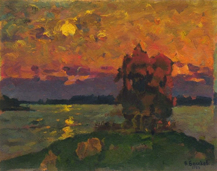 Sunset over the water