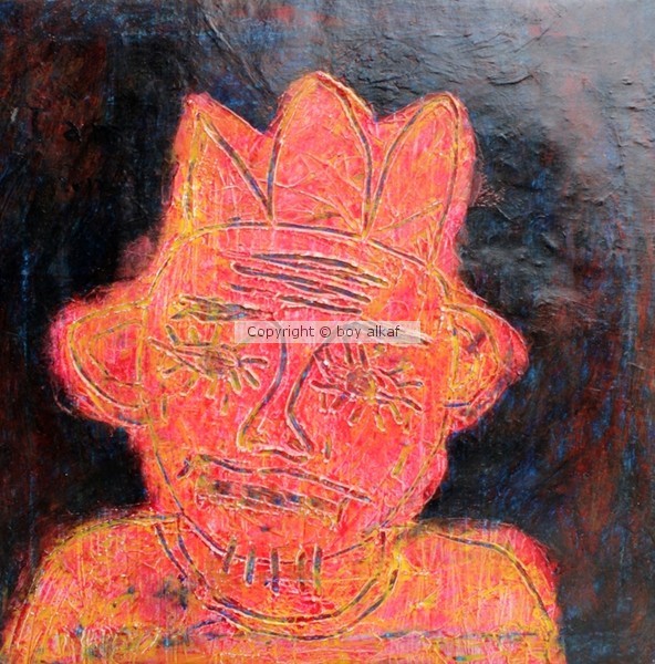 99. boy alkaf, self potret, 39 x 39 cm, akrilik di