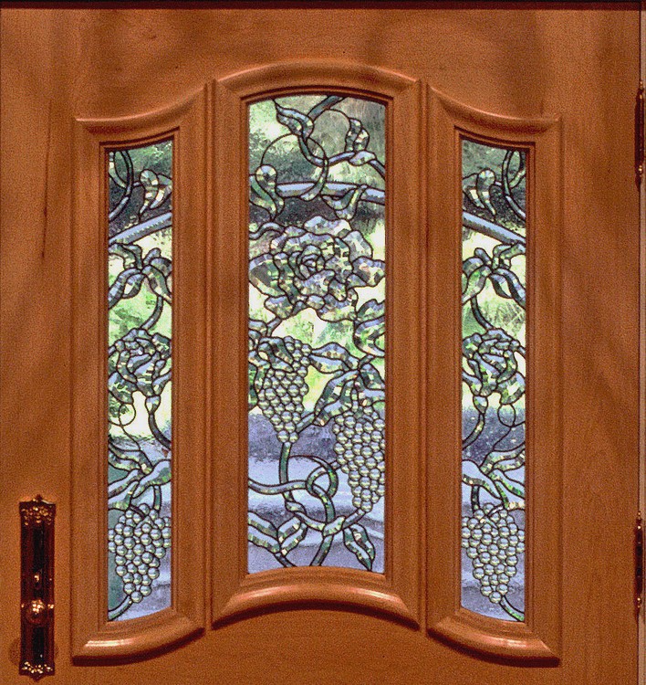 Arched Entry Door Beveled Roses & Grapes