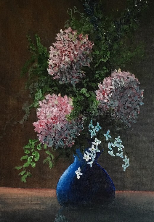 Flowers  in blue vase