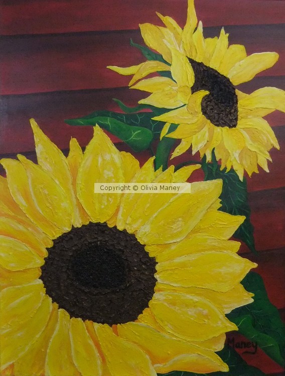 Sunflowers Against Siding