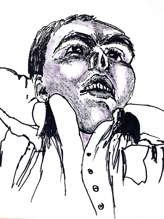 expressive man portrait drawing male portraits drawings ink  on paper artist painter raphael perez 