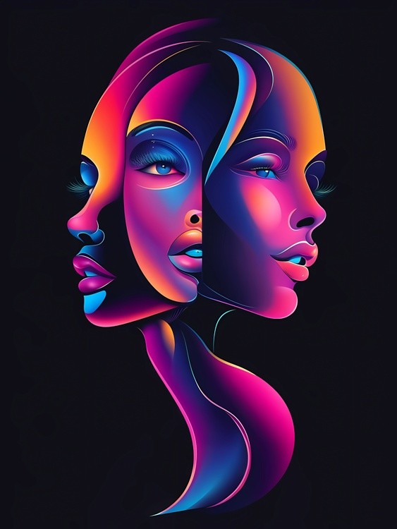 Colorful Dual Face Portrait