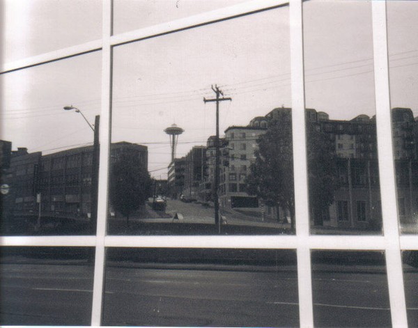 a reflection of the space needle