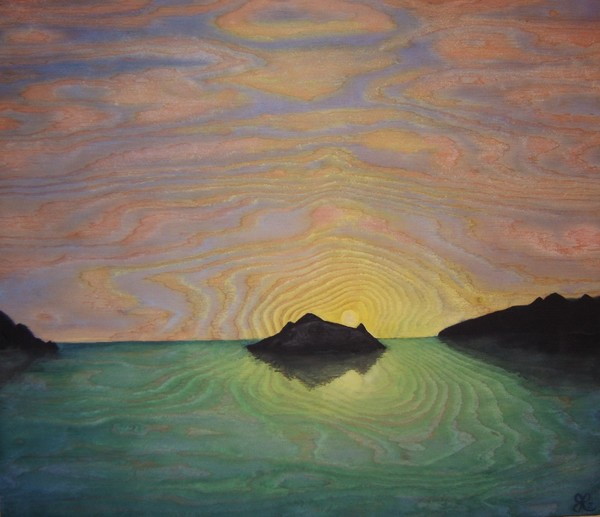 Sunset on wood
