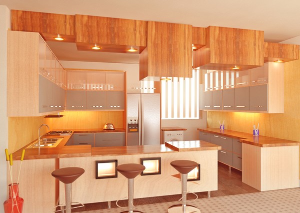 Kitchen silver&wood