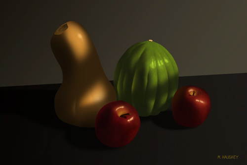 Green Gourd with Apples