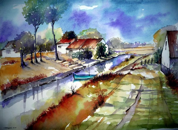 Small blue boat