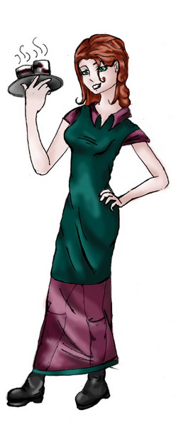Midnight Cafe waitress for banner