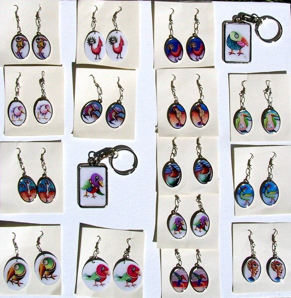 New order of earrings, pendants, key rings